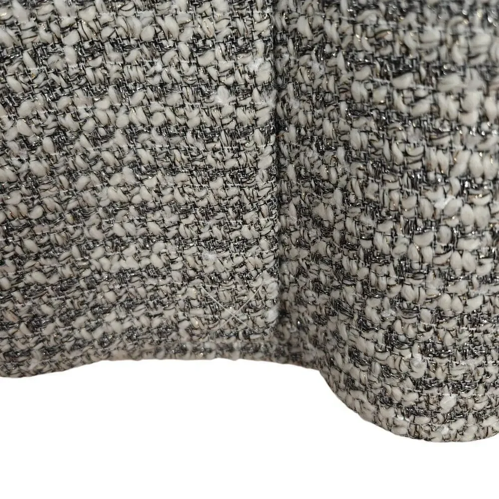 J. Crew Metallic Sparkle Tweed Sheath Dress Sz 10 Silver Velvet Fringe Trim NWT
